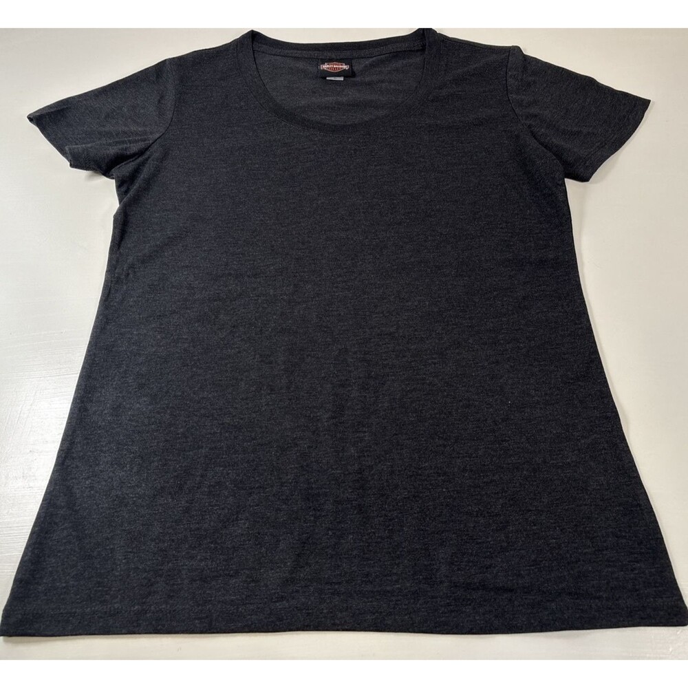 Harley Davidson Womens Round Neck Basic Plain Short Sleeve Gray Size XL